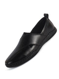 Men Black Cut Leather Side Stitched Ethnic Criss Cross Juttis and Mojaris for Wedding|Flexible Rubber Sole|Slip On Shoe for Pathani Festive Kurta, Party