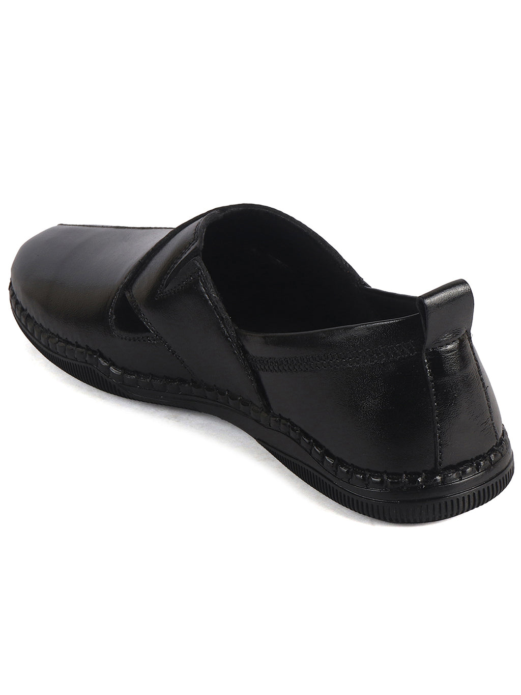 Men Black Cut Leather Side Stitched Ethnic Criss Cross Juttis and Mojaris for Wedding|Flexible Rubber Sole|Slip On Shoe for Pathani Festive Kurta, Party