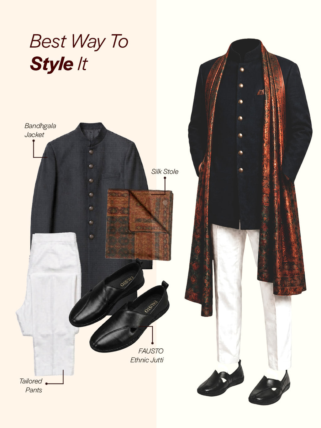 Men Black Cut Leather Side Stitched Ethnic Criss Cross Juttis and Mojaris for Wedding|Flexible Rubber Sole|Slip On Shoe for Pathani Festive Kurta, Party