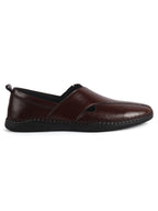 Men Brown Cut Leather Side Stitched Ethnic Criss Cross Juttis and Mojaris for Wedding|Flexible Rubber Sole|Slip On Shoe for Pathani Festive Kurta, Party