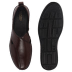 Men Brown Cut Leather Side Stitched Ethnic Criss Cross Juttis and Mojaris for Wedding|Flexible Rubber Sole|Slip On Shoe for Pathani Festive Kurta, Party