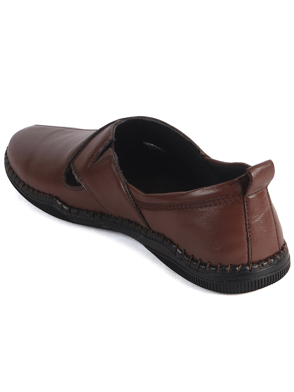 Men Tan Cut Leather Side Stitched Ethnic Criss Cross Juttis and Mojaris for Wedding|Flexible Rubber Sole|Slip On Shoe for Pathani Festive Kurta, Party