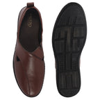 Men Tan Cut Leather Side Stitched Ethnic Criss Cross Juttis and Mojaris for Wedding|Flexible Rubber Sole|Slip On Shoe for Pathani Festive Kurta, Party