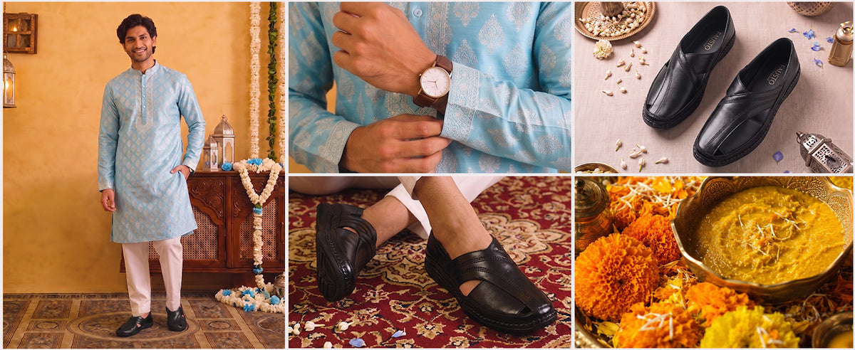 Men Black Leather Side Stitched Ethnic Criss Cross Juttis and Mojari|Flexible Anti Skid Rubber Sole|Slip On Loafer Shoe Wedding, Party, Kurta Dress