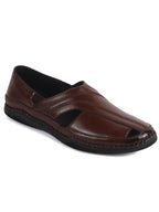 Men Brown Cut Leather Side Stitched Ethnic Criss Cross Juttis and Mojari|Flexible Anti Skid Rubber Sole|Slip On Loafer Shoe Wedding, Party, Kurta Dress