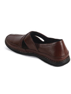 Men Brown Cut Leather Side Stitched Ethnic Criss Cross Juttis and Mojari|Flexible Anti Skid Rubber Sole|Slip On Loafer Shoe Wedding, Party, Kurta Dress