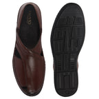 Men Brown Cut Leather Side Stitched Ethnic Criss Cross Juttis and Mojari|Flexible Anti Skid Rubber Sole|Slip On Loafer Shoe Wedding, Party, Kurta Dress