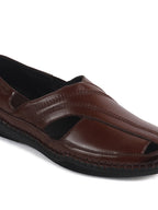 Men Brown Cut Leather Side Stitched Ethnic Criss Cross Juttis and Mojari|Flexible Anti Skid Rubber Sole|Slip On Loafer Shoe Wedding, Party, Kurta Dress
