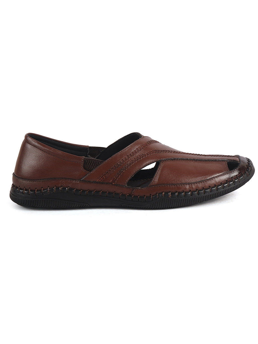 Men Tan Cut Leather Side Stitched Ethnic Criss Cross Juttis and Mojari|Flexible Anti Skid Rubber Sole|Slip On Loafer Shoe Wedding, Party, Kurta Dress
