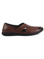 Men Tan Cut Leather Side Stitched Ethnic Criss Cross Juttis and Mojari|Flexible Anti Skid Rubber Sole|Slip On Loafer Shoe Wedding, Party, Kurta Dress