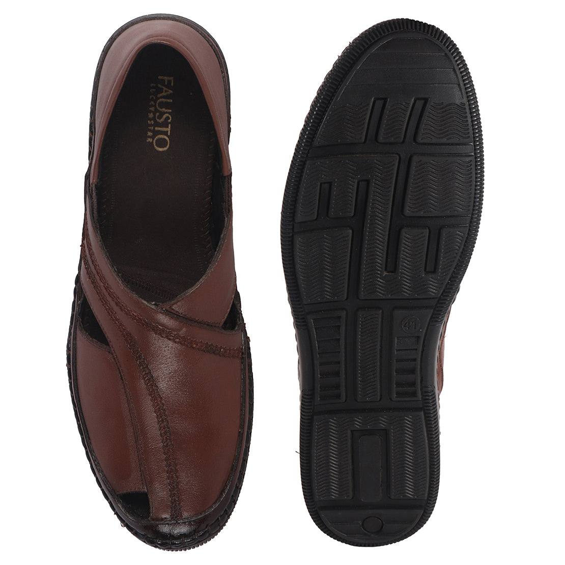 Men Tan Cut Leather Side Stitched Ethnic Criss Cross Juttis and Mojari|Flexible Anti Skid Rubber Sole|Slip On Loafer Shoe Wedding, Party, Kurta Dress