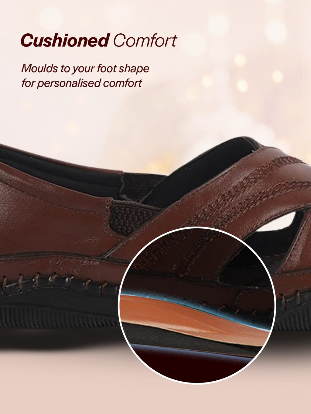 Men Tan Cut Leather Side Stitched Ethnic Criss Cross Juttis and Mojari|Flexible Anti Skid Rubber Sole|Slip On Loafer Shoe Wedding, Party, Kurta Dress