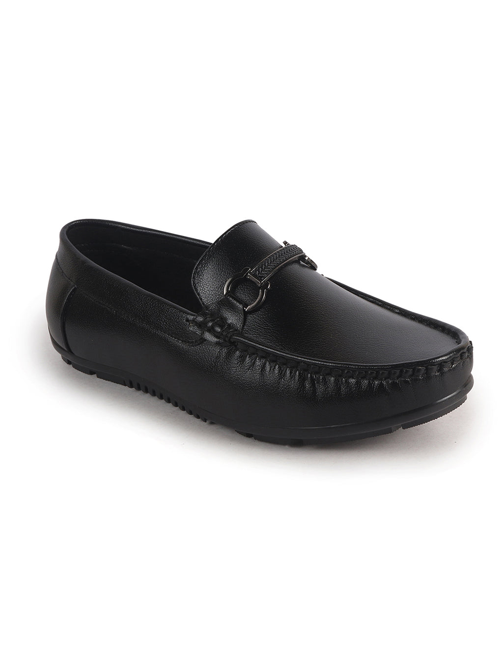 men driving loafers with black buckle