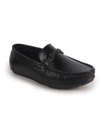 men driving loafers with black buckle