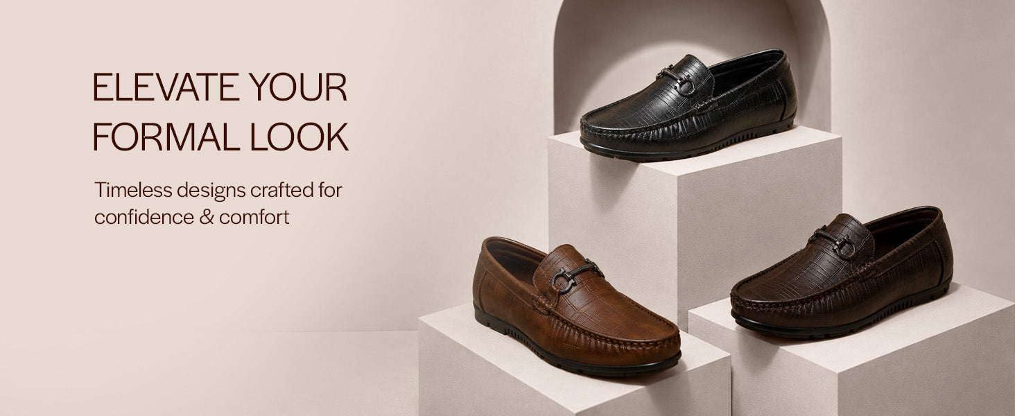 Men Brown Classic Embossed Casual Slip-On Moccasins|Lightweight Shock Abosorbing Insole Driving Loafers|Semi-Formal Outfits, Everyday Comfort Moc Toe Shoe