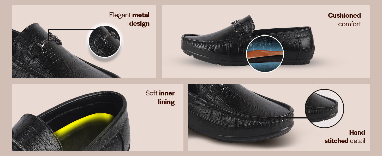 Men Brown Classic Embossed Casual Slip-On Moccasins|Lightweight Shock Abosorbing Insole Driving Loafers|Semi-Formal Outfits, Everyday Comfort Moc Toe Shoe
