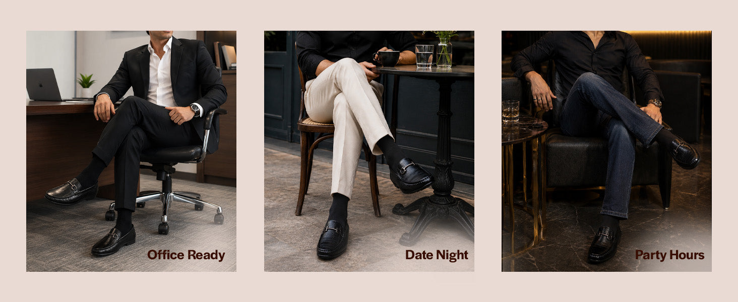 Men Brown Classic Embossed Casual Slip-On Moccasins|Lightweight Shock Abosorbing Insole Driving Loafers|Semi-Formal Outfits, Everyday Comfort Moc Toe Shoe