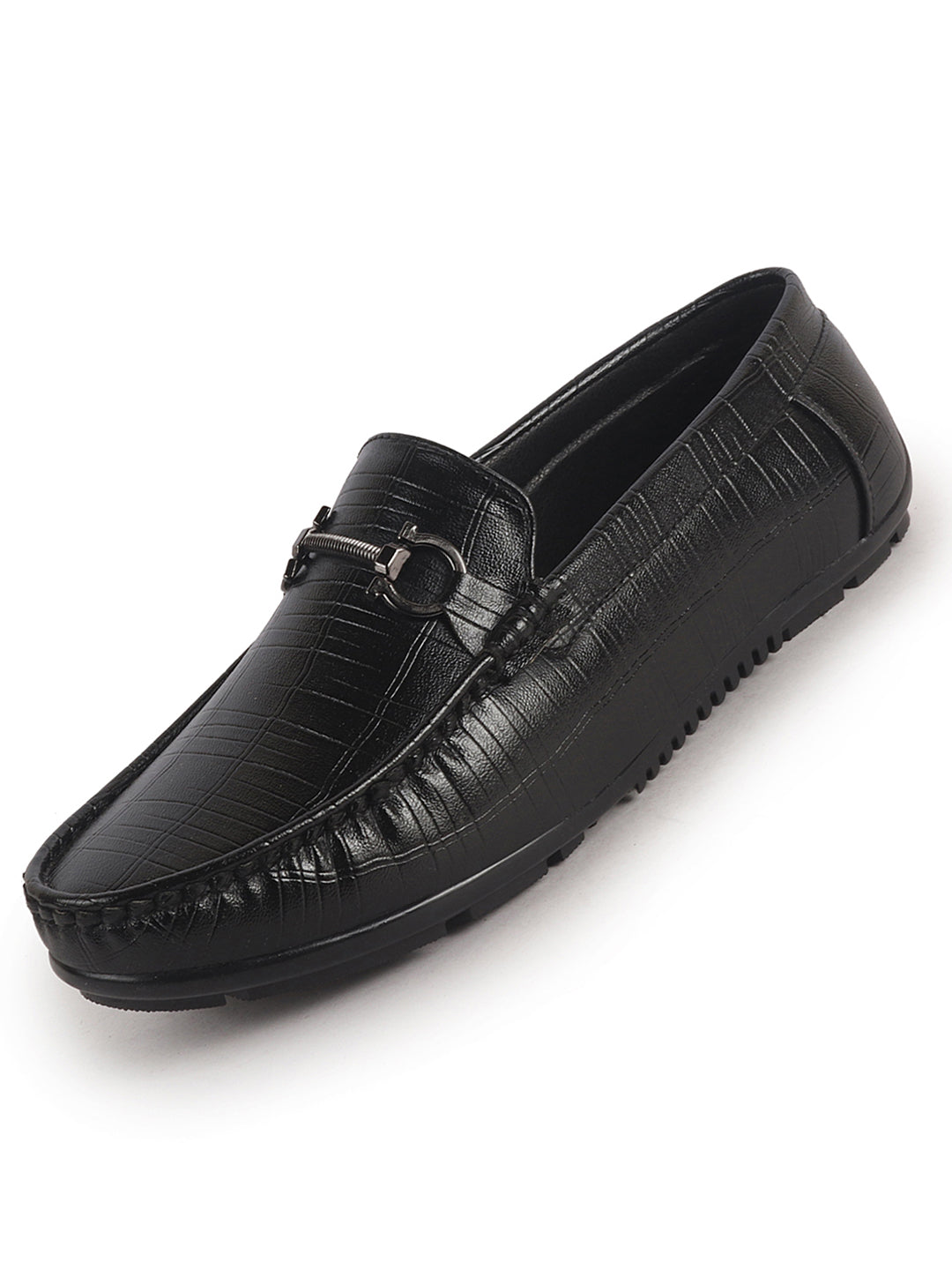 men textured driving loafers