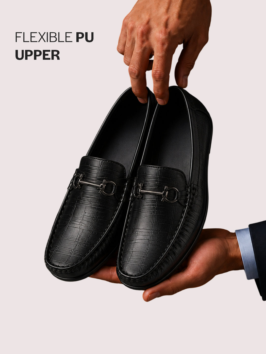 men textured driving loafers