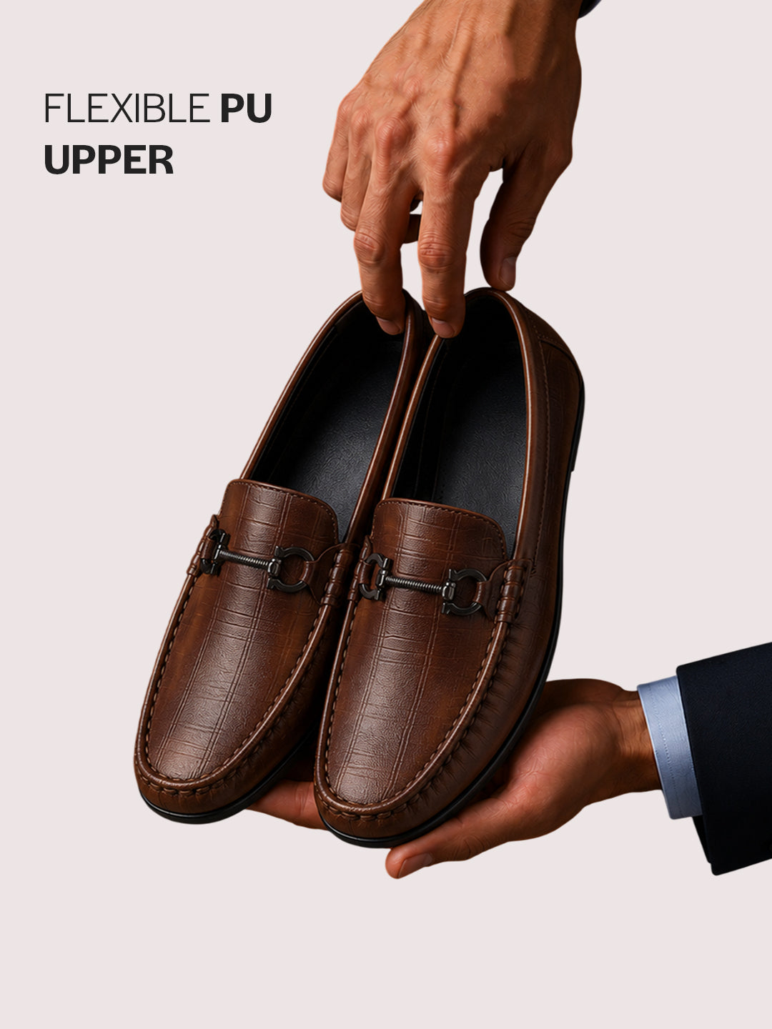 men textured driving loafers