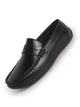 Men Black Casual Slip-On Flexible Moc Toe Penny Loafers|All Day Comfort Cushioned Insole Driving Shoe|Semi-Formal Outfits, Daily Office Wear