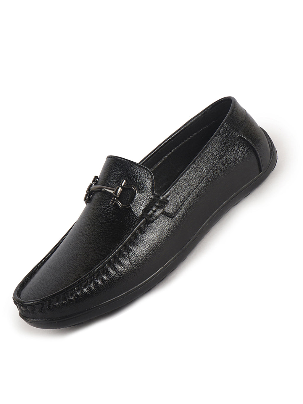 men dark textured bit loafers