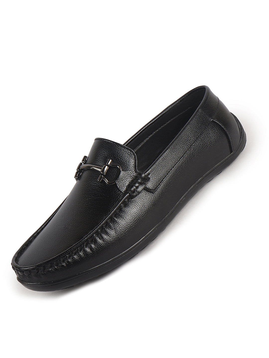 men dark textured bit loafers