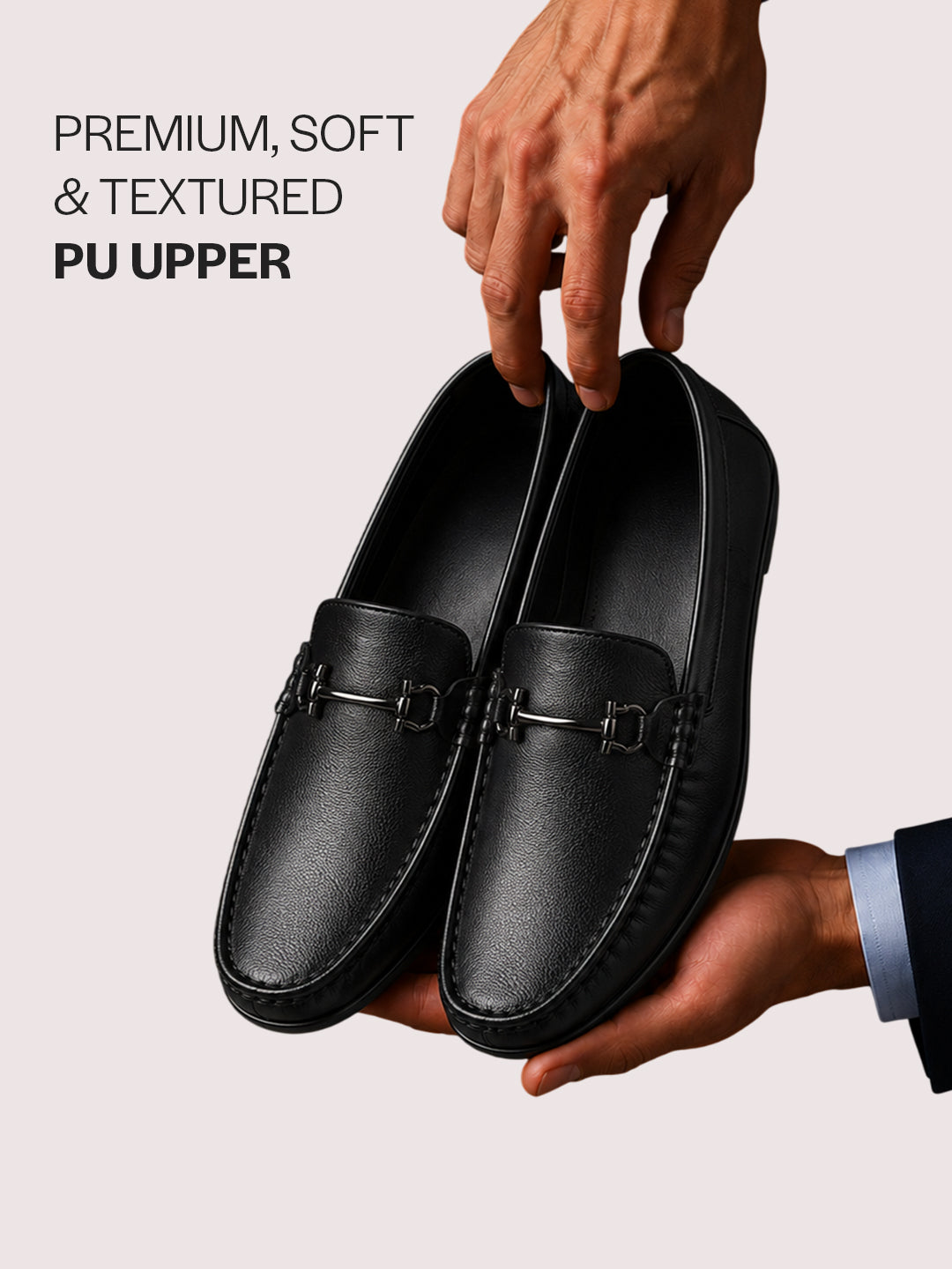 men dark textured bit loafers