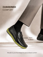 men dark textured bit loafers