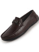 Men Brown Elegant Textured Moc Toe Casual Driving Loafers|Cushioned Comfort Moccasin Shoe with Traction Sole Grip|Slip On Shoes for Semi-Formal Outfits
