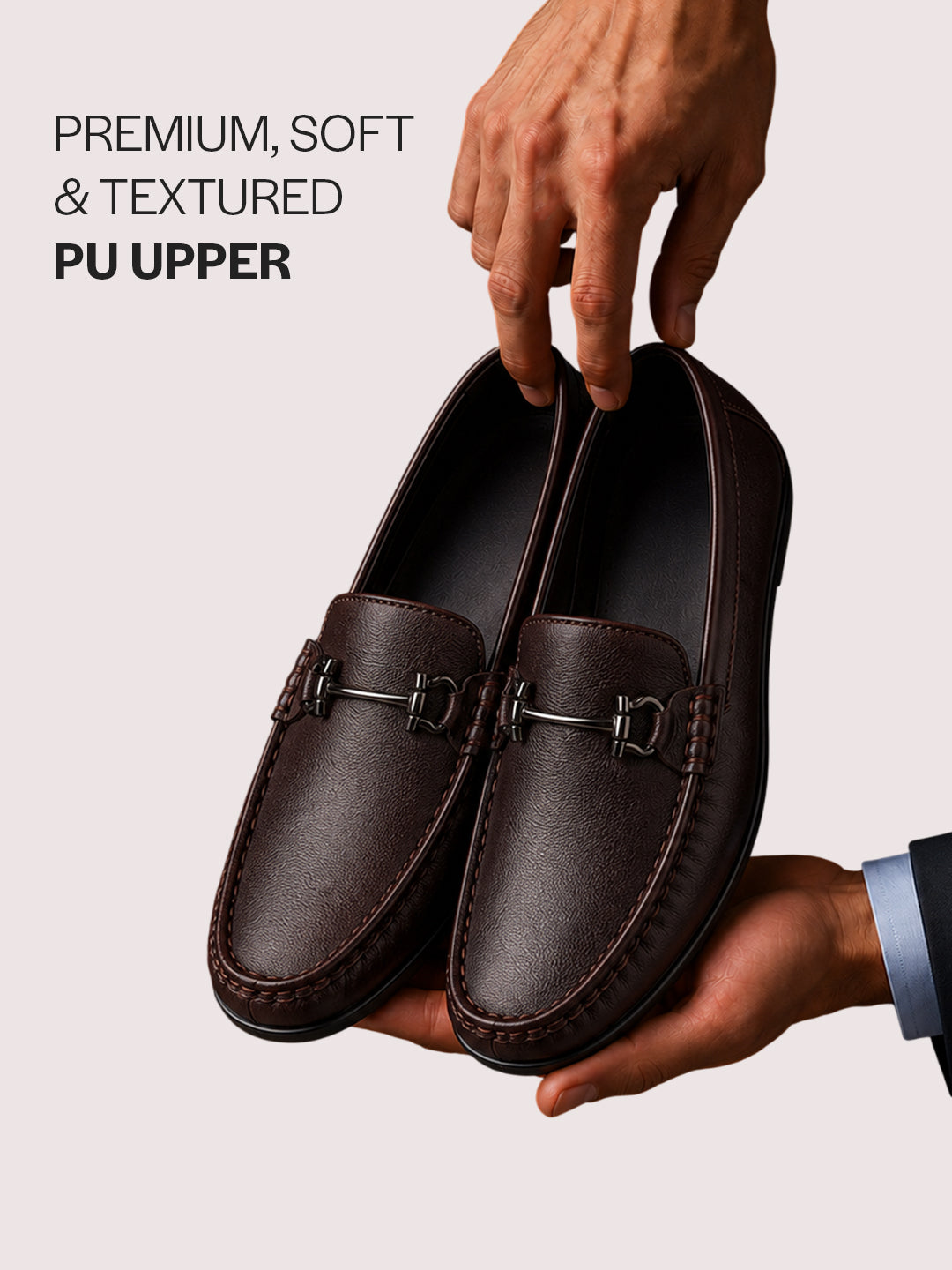 textured leather dark loafers men