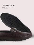 textured leather dark loafers men
