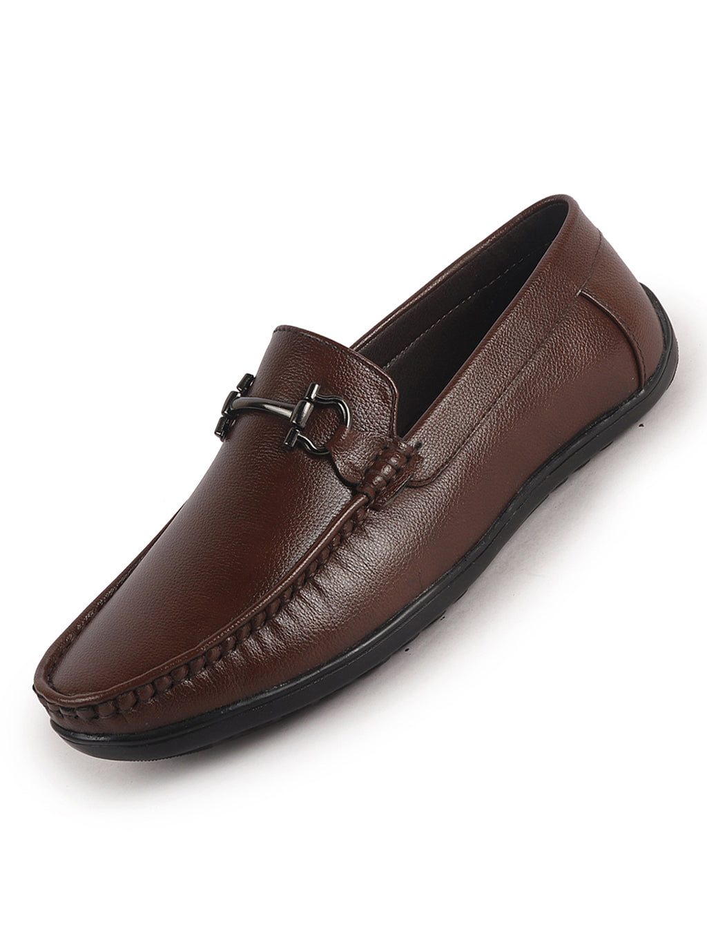 men dark textured bit loafers