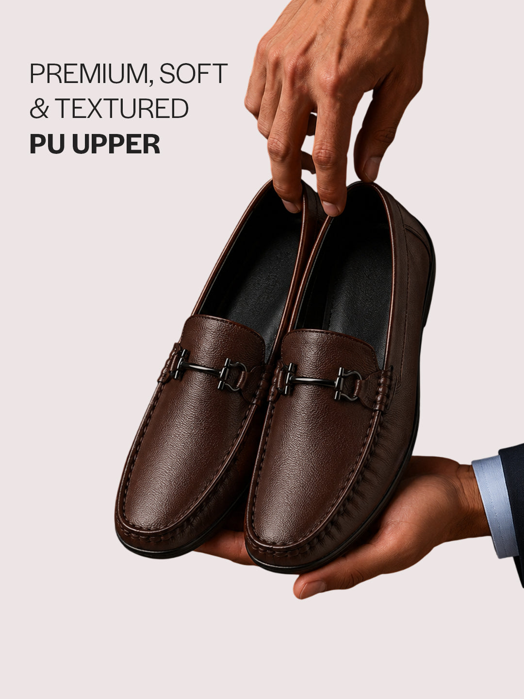 men dark textured bit loafers