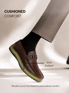 men dark textured bit loafers