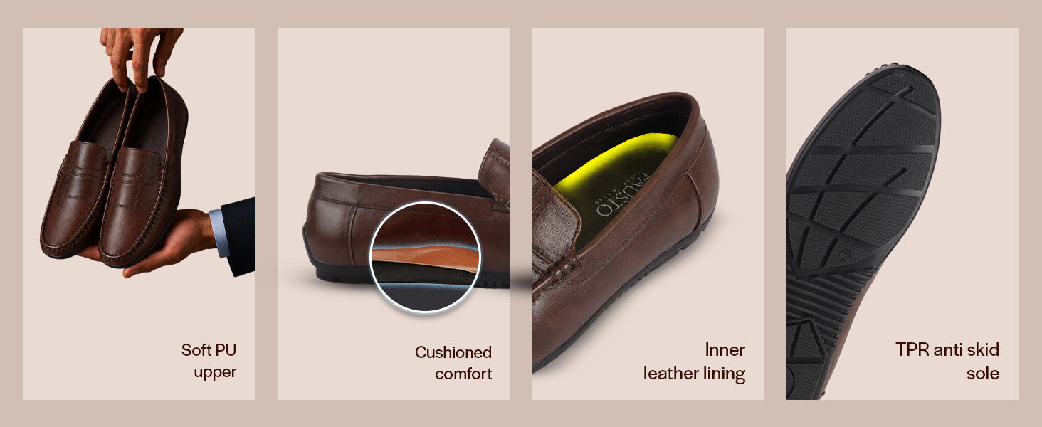 Men Black Casual Slip-On Flexible Stitched Moc Toe Penny Loafers|All Day Comfort Cushioned Insole Driving Shoes|Semi-Formal Outfits, Daily Office Wear