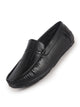 Men Black Casual Slip-On Flexible Stitched Moc Toe Penny Loafers|All Day Comfort Cushioned Insole Driving Shoes|Semi-Formal Outfits, Daily Office Wear