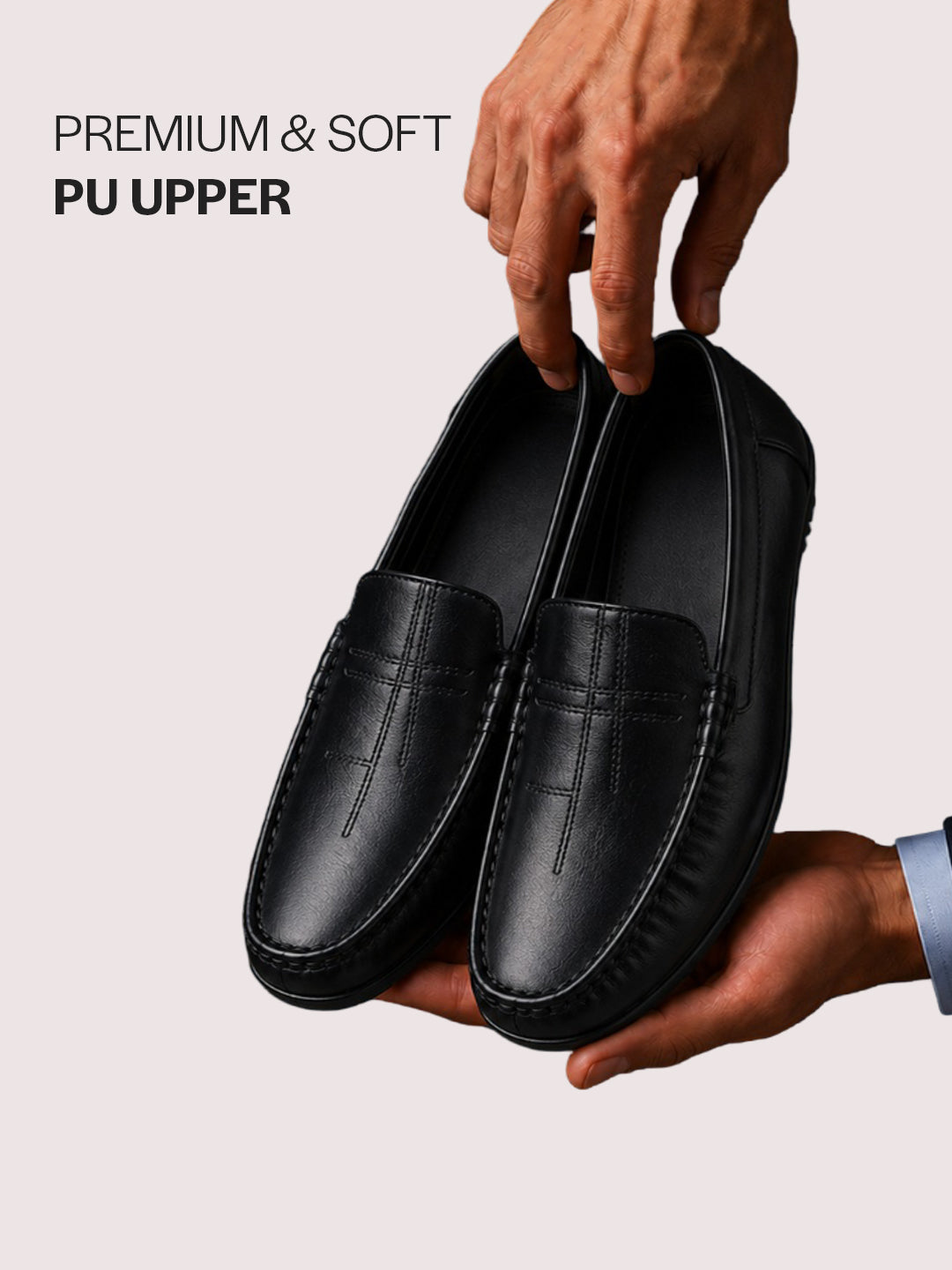 men stitched driving loafers