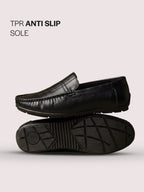 men stitched driving loafers