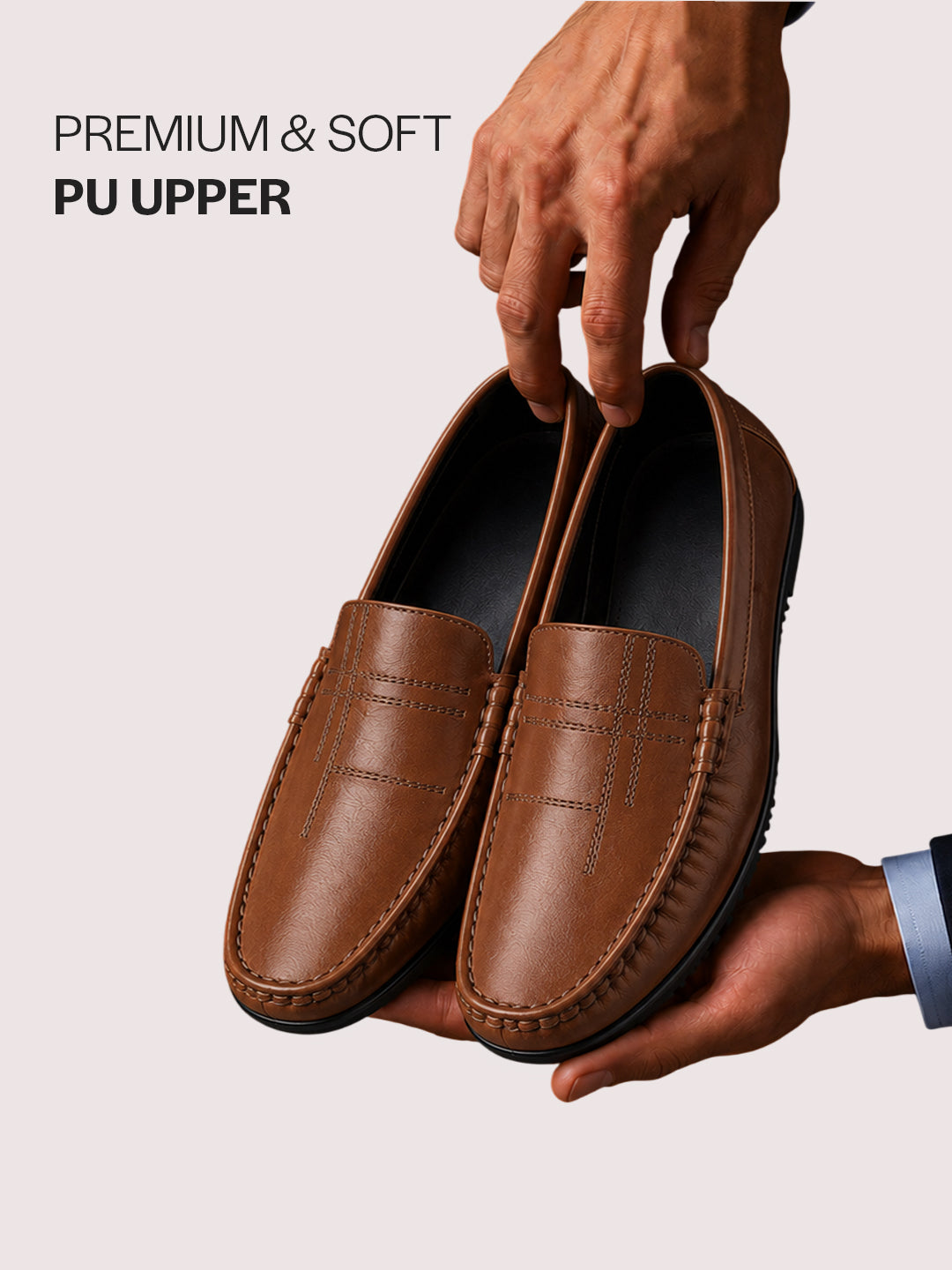 men stitched driving loafers