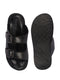 Men Black Open Toe Broad Feet Double Adjustable Strap Ethnic Kurta Slip On Sandals|Anti-Skid Sole Slippers|Memory Cushion Insole