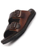 Men Brown Open Toe Broad Feet Double Adjustable Strap Ethnic Kurta Slip On Sandals|Anti-Skid Sole Slippers|Memory Cushion Insole