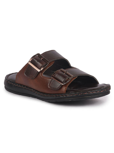 Buy Men s Tan Open Toe Ethnic Kurta Slip On Sandals Online