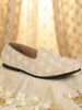 Men Beige Floral Embroidery Ethnic Slip On Juttis and Mojaris for Wedding|Party Slip-On|Traditional Kurtas Shoes