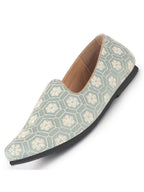 Men Olive Floral Embroidery Ethnic Slip On Juttis and Mojaris for Wedding|Party Slip-On|Traditional Kurtas Shoes