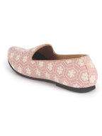 Men Pink Floral Embroidery Ethnic Slip On Juttis and Mojaris for Wedding
