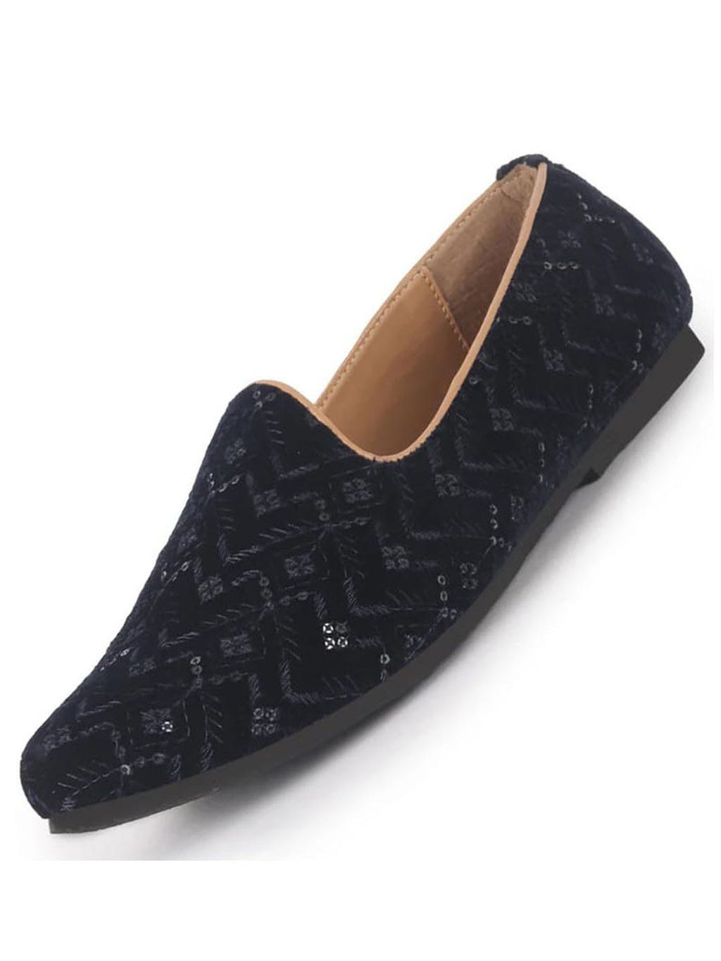 Men Blue Embroidery Sequin Ethnic Slip On Juttis and Mojaris for Wedding|Festive Slip-On|Traditional Sherwani Shoes