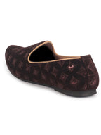 Men Brown Embroidery Sequin Ethnic Slip On Juttis and Mojaris for Wedding|Festive Party Slip-On|Traditional Sherwani Shoes