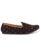 Men Brown Embroidery Sequin Ethnic Slip On Juttis and Mojaris for Wedding|Festive Party Slip-On|Traditional Sherwani Shoes