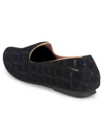 Men Black Embroidery Sequin Ethnic Slip On Juttis and Mojaris for Wedding|Traditional Sherwani Shoes|Festive Slip-On For Kurtas